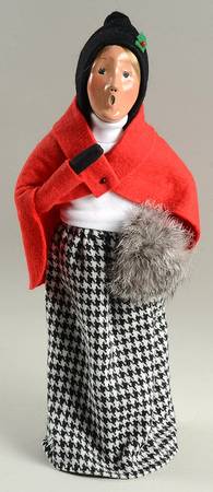 Traditional Assorted Carolers Woman With Muff-Red Cape-Houndstooth - Nb696, No Box