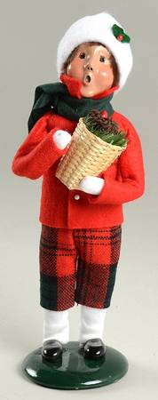 Traditional Assorted Carolers Boy With Basket Of Pinecones-Red Coat - Nb679, No Box