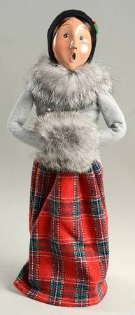 Traditional Assorted Carolers Woman With Grey Muff And Grey Fur Collar - Nb676, No Box