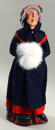 Traditional Assorted Carolers Grandmother With Muff-Long Blue Coat - Nb671, No Box