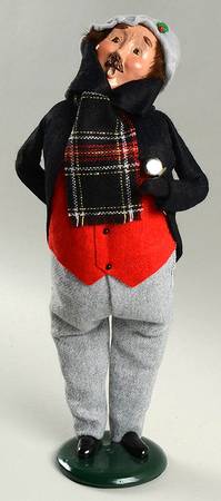 Traditional Assorted Carolers Man With Pocket Watch-Black Coat-Red Ves - Nb669, No Box
