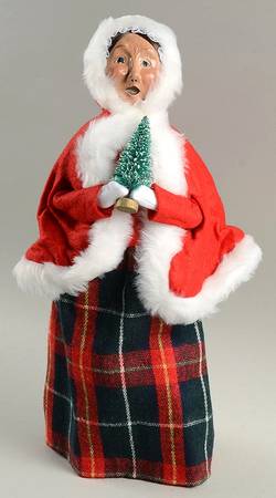 Traditional Assorted Carolers Woman With Tree-Red Fur Trimmed Cape - Nb661, No Box