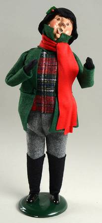 Traditional Assorted Carolers Man In Boots-Green Coat - Nb660, No Box
