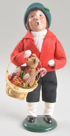 Traditional Assorted Carolers Boy With Basket Of Gifts And Teddy Bear - Nb760, No Box