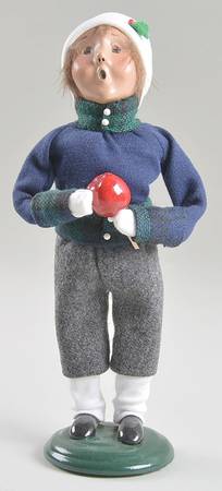 Traditional Assorted Carolers Boy With Apple-Blue Top - Nb750, No Box