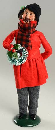 Traditional Assorted Carolers Mustache Man With Wreath-Red Coat - No Box Nb1584