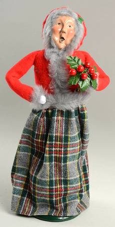 Traditional Assorted Carolers Grandmother With Holly-Red Coat Fur Trim - No Box Nb1581