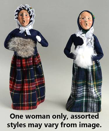Traditional Assorted Carolers Woman With Muff-Blue Coat Lace Trim - No Box Nb1578