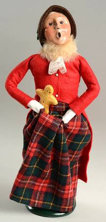 Traditional Assorted Carolers Woman With Gingerbread Man-Red Coat - No Box Nb1575