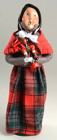 Traditional Assorted Carolers Woman With Toy Horse-Red Shawl - No Box Nb1574