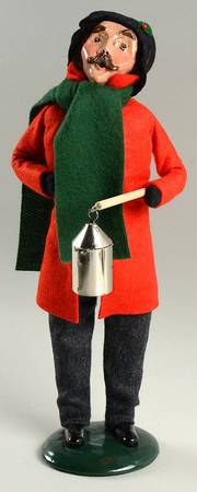 Traditional Assorted Carolers Mustache Man With Lantern-Red Coat - No Box Nb1558