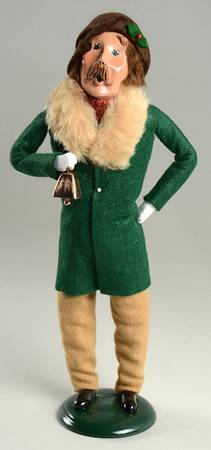 Traditional Assorted Carolers Mustache Man With Cow Bell-Green Coat - No Box Nb1554