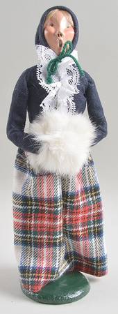 Traditional Assorted Carolers Woman With Muff-Blue - No Box
