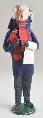 Traditional Assorted Carolers Grandfather With Sheet Music-Long Blue  - No Box