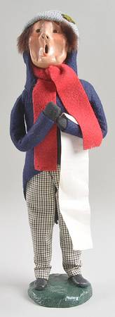 Traditional Assorted Carolers Man With Music-Plaid Pants-Blue Coat - No Box