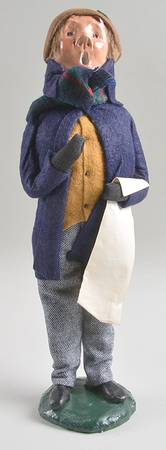 Traditional Assorted Carolers Man With Music-Brown Vest And Hat - No Box