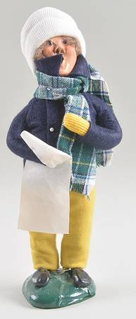 Traditional Assorted Carolers Boy With Sheet Music-Yellow Pants - No Box