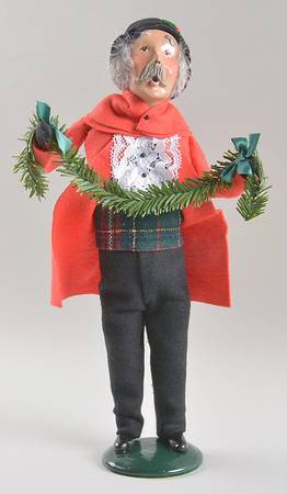 Traditional Assorted Carolers Grandfather With Garland-Red Coat - No Box Nb1569