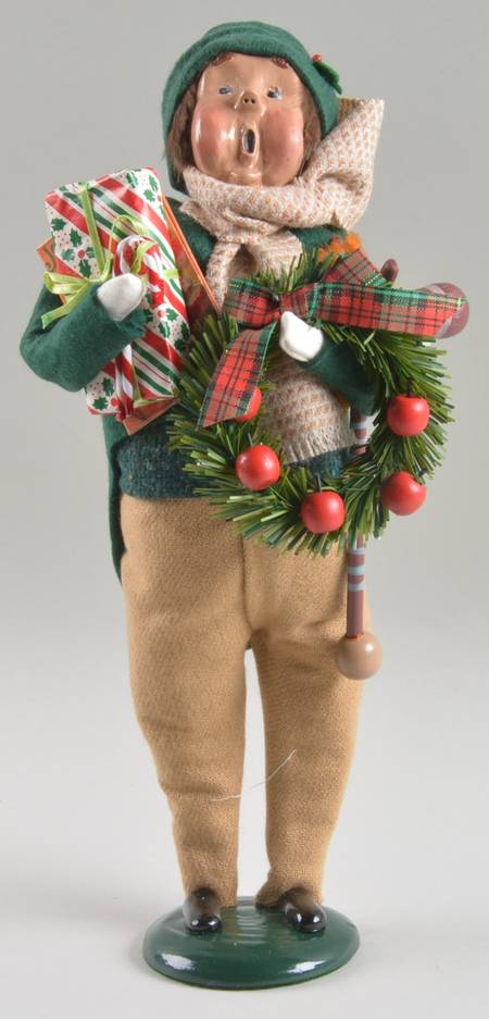 Traditional Assorted Carolers Jolly Shopper Man-Green - No Box Nb1551