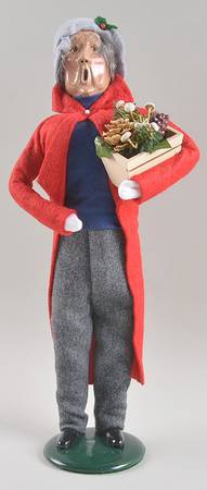 Traditional Assorted Carolers Man With Flower Pot-Red Coat - No Box Nb1564