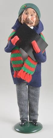 Traditional Assorted Carolers Mustache Man With Song Book-Blue Coat - No Box Nb1542