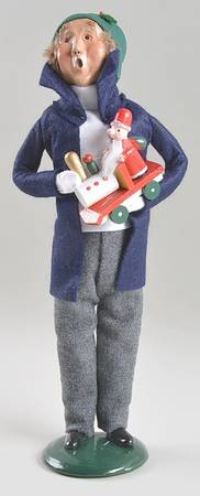 Traditional Assorted Carolers Man With Toy Train-Blue Coat - No Box Nb1539
