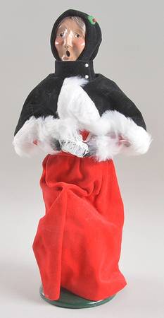 Traditional Assorted Carolers Woman With Gift Box-Black Fur Coat - No Box Nb1532