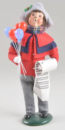 Traditional Assorted Carolers Boy With Balloons & Music-Red Coat - No Box Nb1527