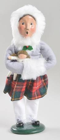 Traditional Assorted Carolers Girl With Doll & Muff-Grey Coat - No Box Nb1526