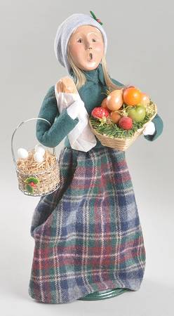 Traditional Assorted Carolers Shopper Woman With Fruit Basket And Eggs - Nb998, No Box