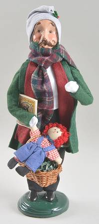 Traditional Assorted Carolers Mustache Man Shopper With Doll And Book - Nb976, No Box