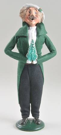 Traditional Assorted Carolers Mustache Man With Tree-Green - No Box
