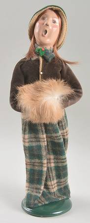 Traditional Assorted Carolers Woman With Muff-Brown Plaid Skirt - Nb934, No Box