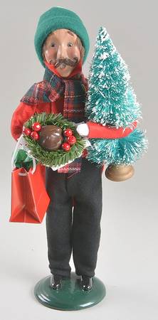 Traditional Assorted Carolers Mustache Man With Tree And Plum Pudding - Nb989, No Box