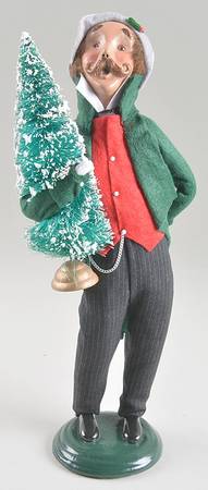 Traditional Assorted Carolers Mustache Man With Tree-Pocket Chain - Nb988, No Box