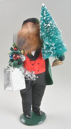 Traditional Assorted Carolers Bearded Man With Tree And Ornaments - Nb987, No Box