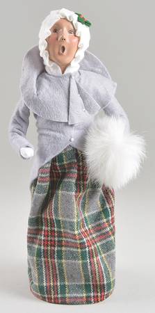 Traditional Assorted Carolers Woman With Muff-Grey Coat - Nb950, No Box