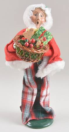 Traditional Assorted Carolers Shopper Woman With Basket-Red Cape - Nb947, No Box