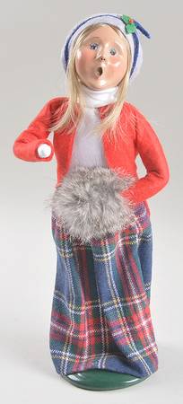 Traditional Assorted Carolers Woman With Muff-Red Plaid Skirt - Nb935, No Box