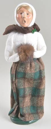 Traditional Assorted Carolers Woman With Muff-Brown Plaid Skirt - Nb927, No Box