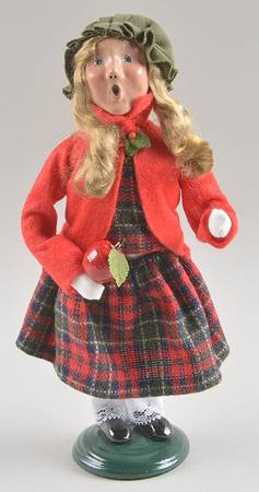 Traditional Assorted Carolers Girl With Apple-Red Coat - Nb842, No Box