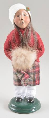 Traditional Assorted Carolers Girl With Muff-Burgundy Coat - Nb838, No Box
