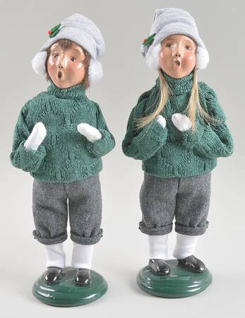 Traditional Assorted Carolers Girl And Boy In White Earmuffs-Pair - Nb835, No Box