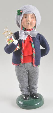 Traditional Assorted Carolers Boy With Candy Jar-Blue Coat - Nb831, No Box