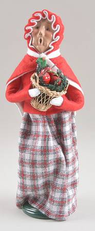 Traditional Assorted Carolers Woman With Apple Basket-Red Cape - Nb1053, No Box