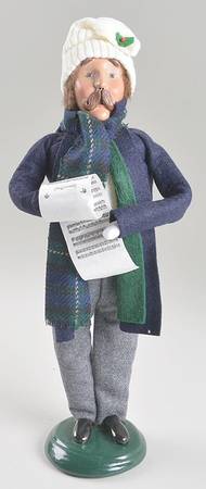 Traditional Assorted Carolers Man With Music-Long Blue Coat - Nb1032, No Box