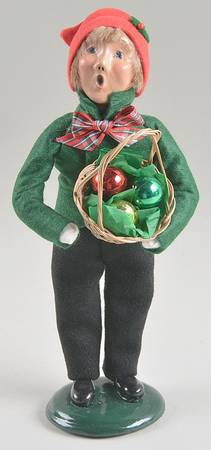 Traditional Assorted Carolers Boy With Blown Glass Ornaments Basket - Nb868, No Box