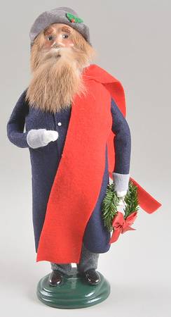 Traditional Assorted Carolers Bearded Man With Wreath-Long Blue Coa - Nb857, No Box