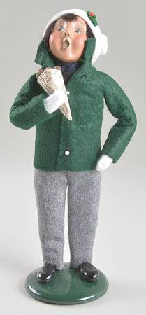 Traditional Assorted Carolers Boy With Chestnuts-Green Coat - No Box