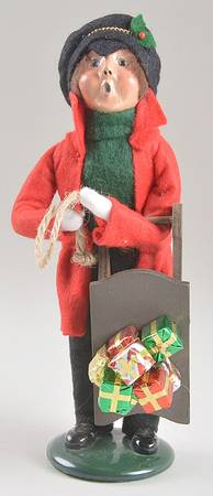 Traditional Assorted Carolers Boy With Sled Of Gifts - No Box